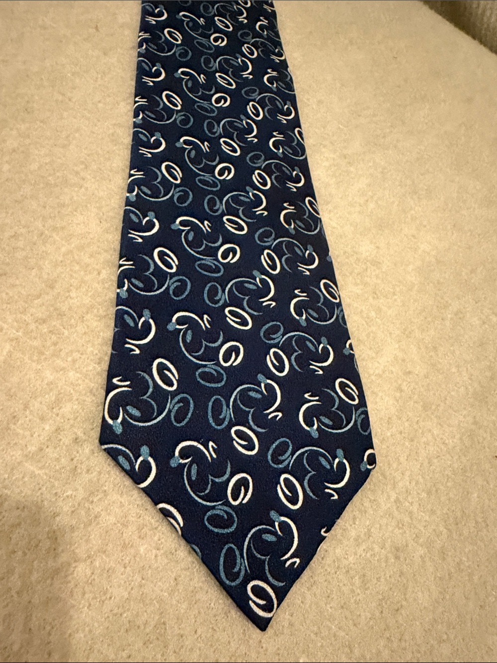 Walt Disney World Exclusive Navy Silk Tie Mickey Mouse Swirl Pattern
